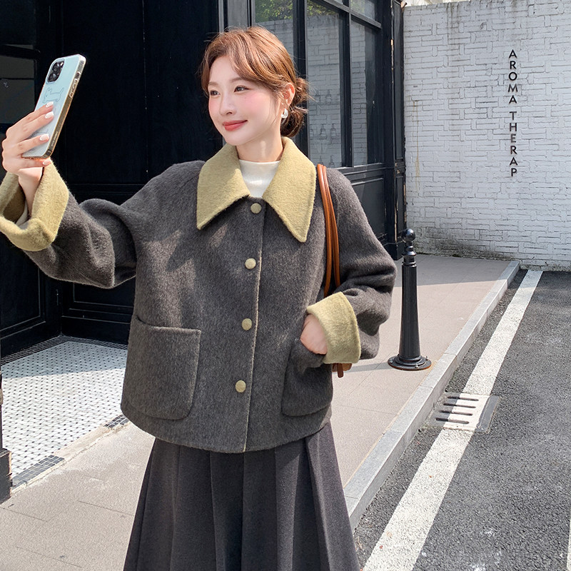 【现货】新款双面羊毛拼色外套102-921-P210-K308,女装毛呢外套,浙宝102（原188）