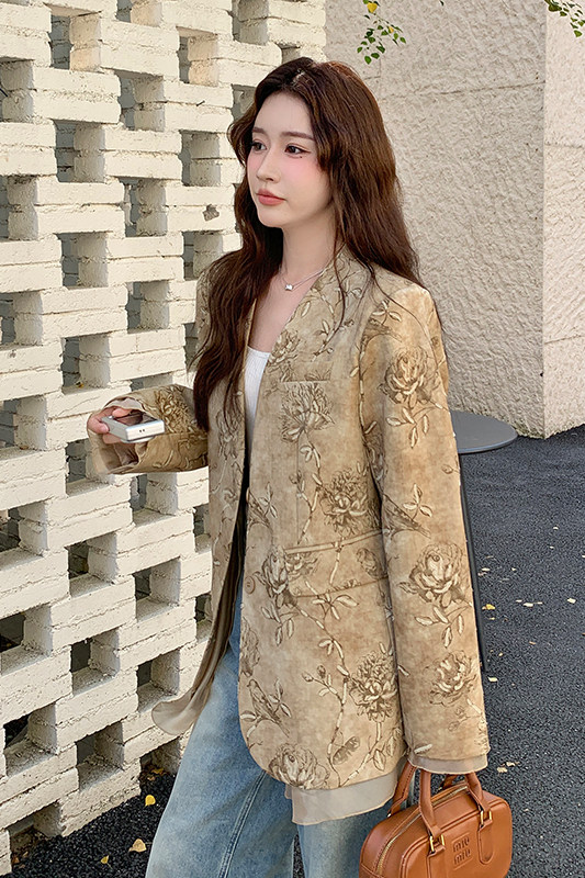 【现货】卡其色提花西装外套ZB102-802-P165-K228,女装西装,浙宝102（原188）