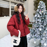 【现货】红色木耳花边90绒羽绒服102-958-P310-K468，女装羽绒服，浙宝102（原188）