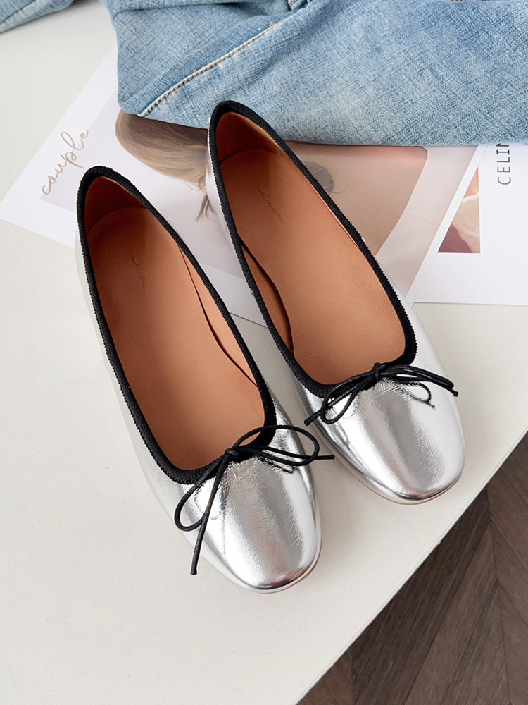 틈새 순수 오리지널 프랑스 복고풍 발레 슈즈 플랫 보우 얕은 입 싱글 슈즈 부드럽고 편안한 캐주얼 리틀 레드 슈즈