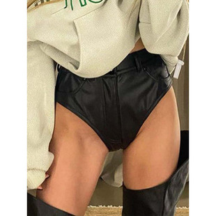 817 超短 欧美皮短裤 女秋冬高腰包臀PU皮打底弹力紧身性感热裤
