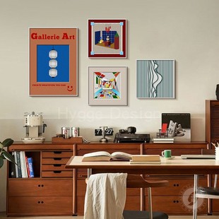 中古包豪斯客厅装 饰画沙发背景墙挂画小众艺术大白墙抽象组合壁画