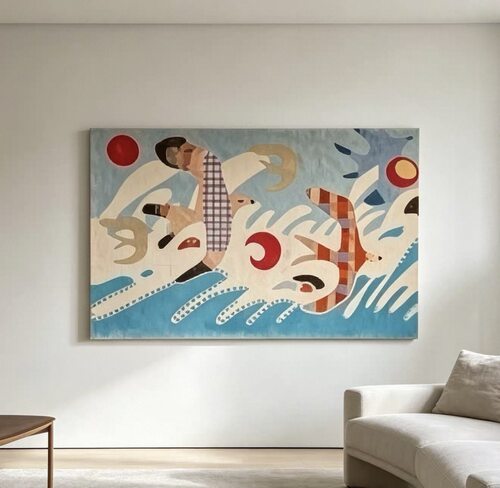 新中式国潮人物客厅书房高级挂画海洋风儿童房卧室床头装饰画