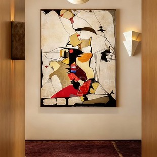 毕加索艺术侘寂风客厅装 饰画几何艺术抽象玄关入户门高级感挂画