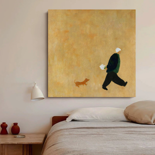 饰画简约餐厅百搭侘寂风壁挂画 小众高级感房间卧室装 如影随