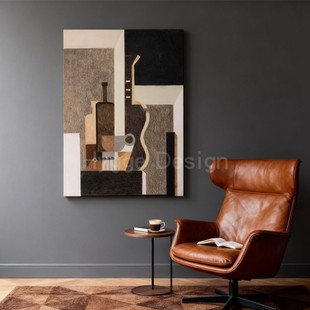 吉他侘寂风客厅背景墙装 饰画抽象玄关走廊挂画极简艺术壁画