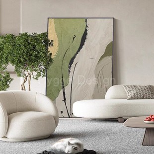现代入户玄关大气抽象奶油风客厅沙发背景墙装 饰画大幅落地画挂画