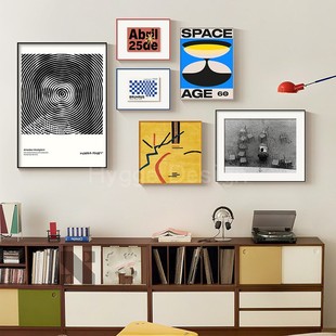 包豪斯客厅装 艺术 饰画中古风高级感摄影艺术组合玄关挂画 多元