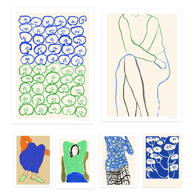 丹麦设计ROSIE MCGUINNESS 蓝绿色系装饰画现代简约艺术挂画壁画
