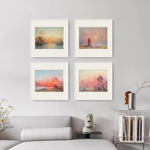 大师名画抽象日出风景客厅装 艺术感组合玄关挂画 饰画费迪南德法式
