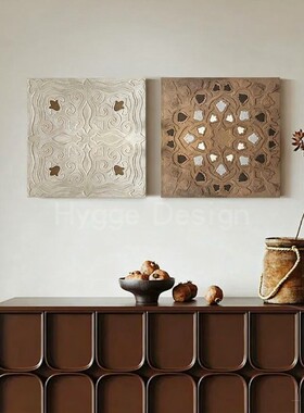 侘寂风中古抽象客厅装饰画小众创意质感复古民宿软装组合艺术挂画