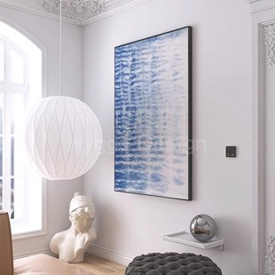 简约现代克莱因蓝水波纹抽象渐变大气沙发背景墙装 饰画高级感挂画