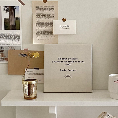 法式风格英文绷布无框画卧室床头柜正方形摆台画米色韩系ins挂画