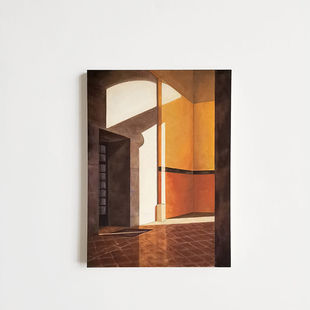 抽象艺术装饰画暖色建筑挂画现代轻奢高级感无框画书房卧室墙壁画