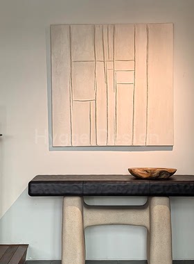 中古风挂画客厅装饰画纯白肌理感设计餐厅壁画酒店民宿高级感挂画