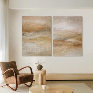 饰画卧室挂画暖色调玄关壁画 中古侘寂风抽象渐变色客厅装 暖寂