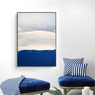 克莱因蓝装 饰画客厅背景画现代简约创意三联画餐厅抽象蓝色艺术画