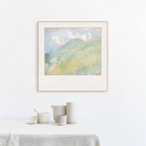 原木风挂画奶油风治愈系春暖花开风景正方形客餐厅卧室壁画装饰画