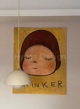 奈良美智卡通客厅装饰画小众艺术儿童房卧室餐厅壁画玄关走廊挂画