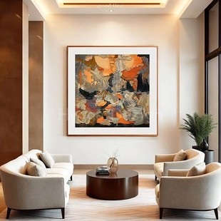 彩色波洛克意式 饰画抽象艺术酒店大堂别墅定制玄关挂画 极简客厅装