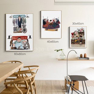 小众西班牙插画师JuliaSarda装 饰画沙发背景墙卡通简约治愈系挂画