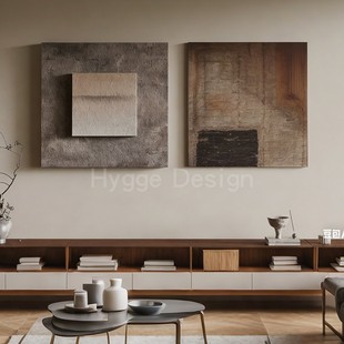 侘寂风客厅装 饰画复古抽象艺术玄关中古赤贫风民宿组合挂画