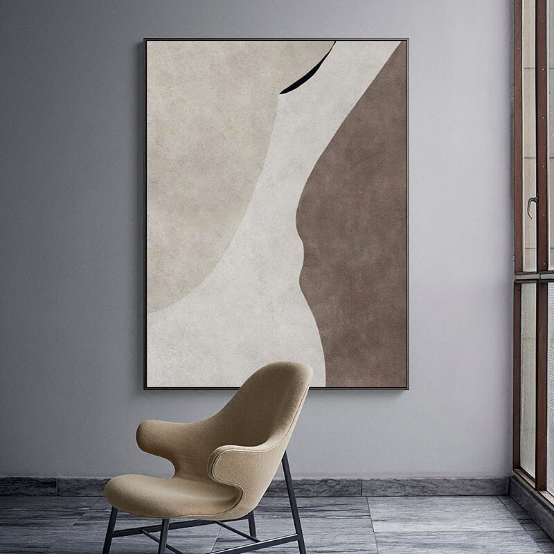 莫兰迪色调海报装饰画芯拍照道具民宿米棕色几何色块抽象