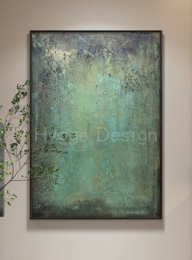 中古风装饰画北欧极简炫彩墨绿色抽象高级感意式侘寂风客厅壁挂画