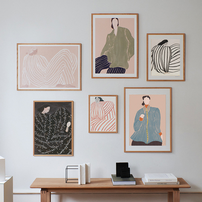 北欧fine little day手绘线条女人极简小众装饰画ins进口艺术壁画