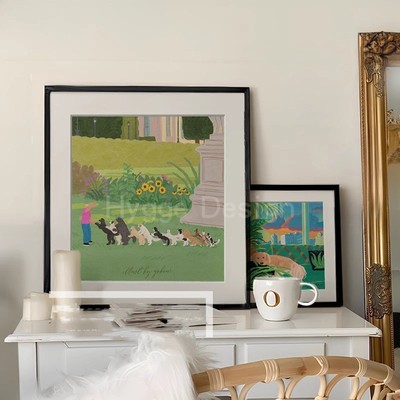 《Chik-chip pok》可爱治愈系装饰画ins 风壁画客厅卧室小狗挂画