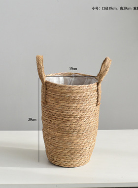北欧草编花篮花瓶摆件客厅插花鲜花手提花盆家居阳台客厅植物花篮