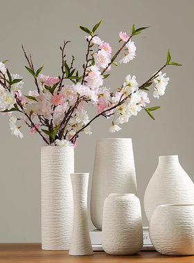 白色花瓶陶瓷花瓶摆件干花插花现代简约文艺客厅白色创意家居装饰