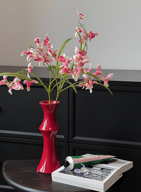 竹节花瓶陶瓷家居装饰插花摆件感小众轻奢陶瓷花瓶桌面花器