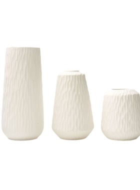 陶瓷花瓶套装三件套白色花瓶套装摆件家居客厅陶瓷花瓶插花装饰瓶