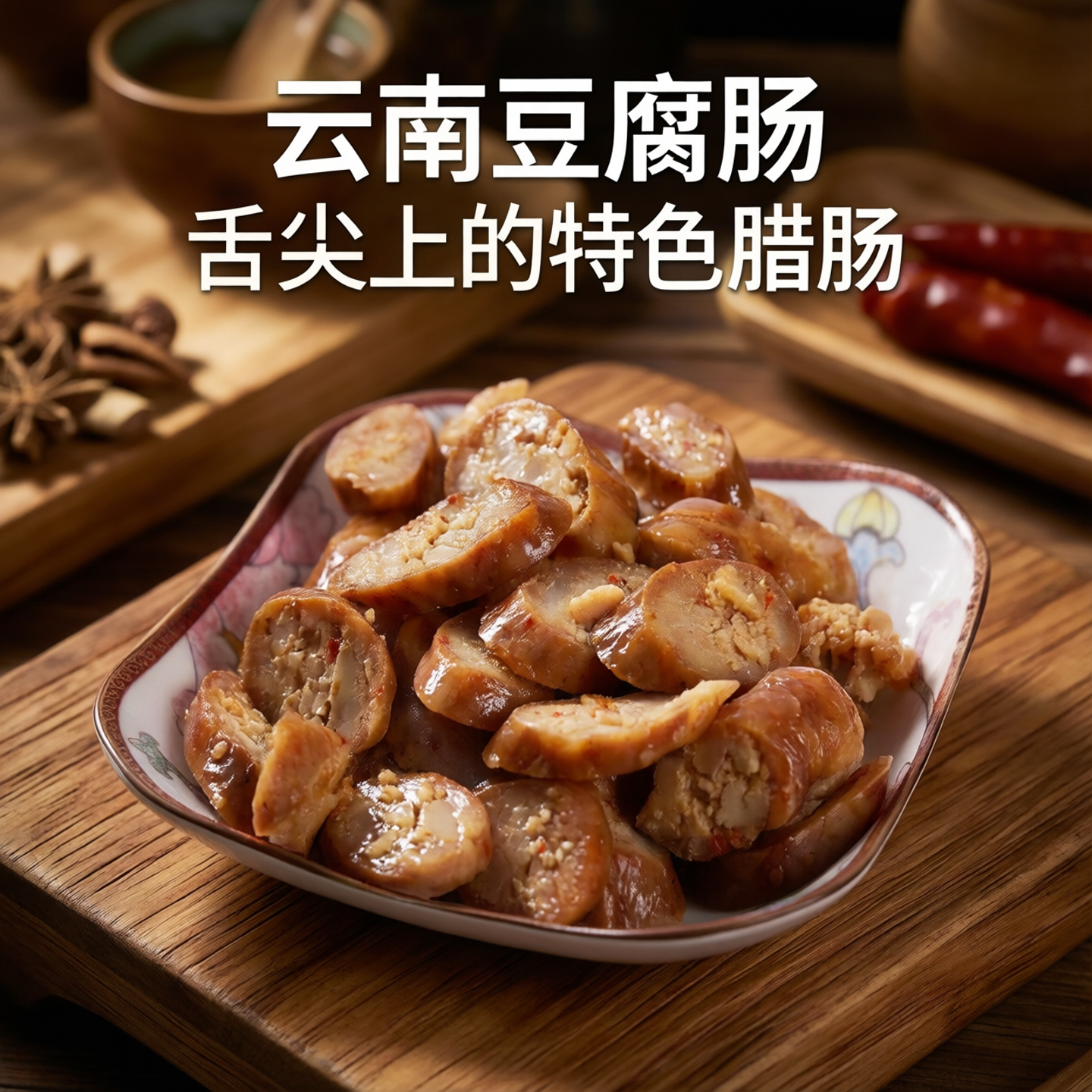 云南特产磨黑豆腐肠舌尖上的特色腊肠500g土猪肉年货农家自制香肠