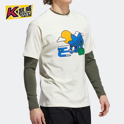 Adidas/阿迪达斯正品三叶草卡通印花男子运动短袖T恤H32304