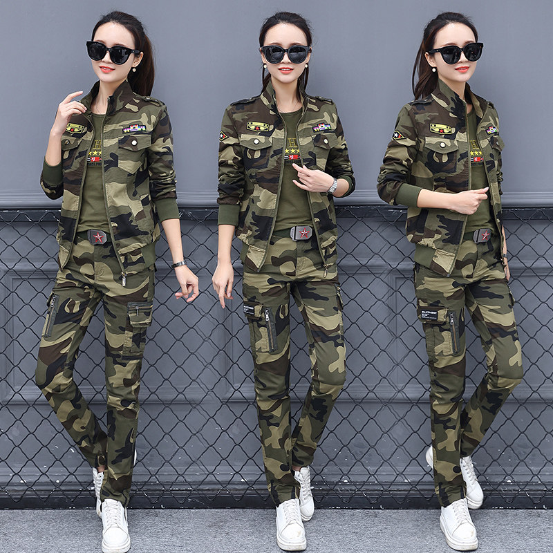2021户外春秋季新款迷彩服套装女弹力修身纯棉女式时尚军装三件套|msdalam kategori luar/Mountaineer/Camping/Aksesori perjalanan, pakaian peminat Tentera/bekalan peminat tentera, penyamaran/pakaian peminat Tentera/seragam latihan, Untuk kot latihan/menetapkan/Field Kit - dari Buy2taobao.com untuk memberikan perkhidmatan ejen Taobao profesional membeli