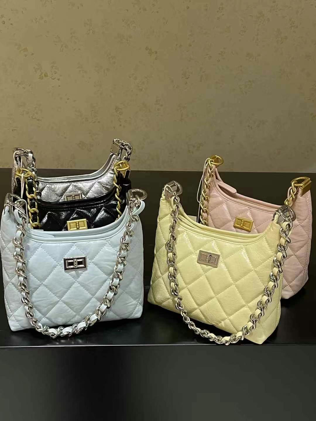 同丰565701新款女包时尚单肩斜挎包高级感小众设计菱格链条包软皮
