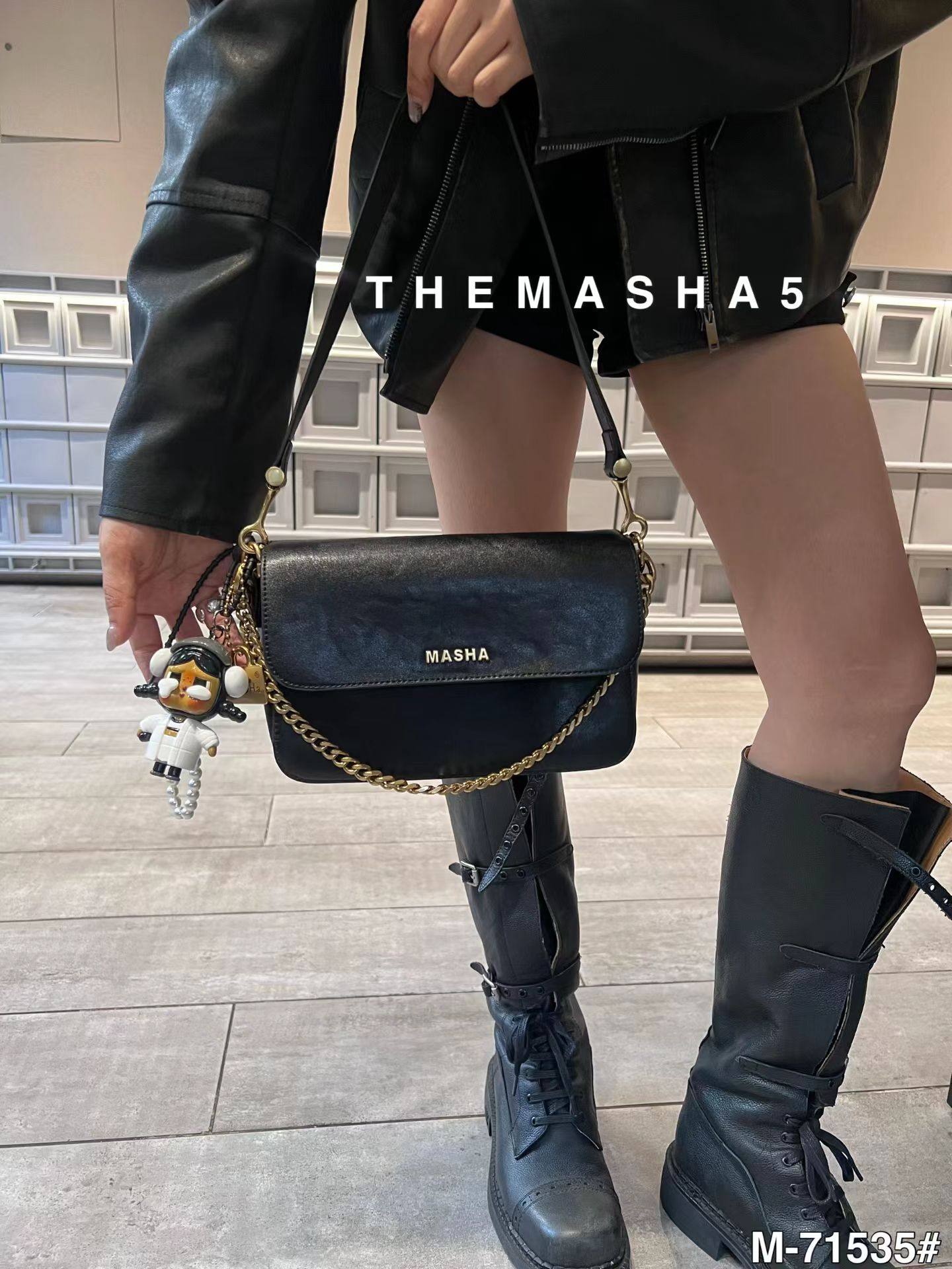 玛莎71535新款女包单肩包手提斜挎腋下包时尚链条包软皮包包
