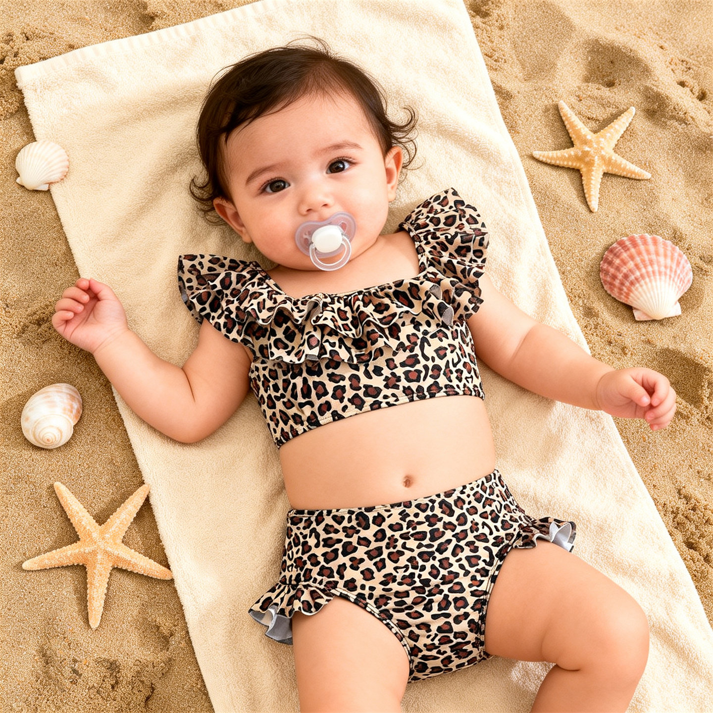 Baby Bikini跨境欧美豹纹时尚幼儿游泳装比基尼温泉沙滩儿童泳衣