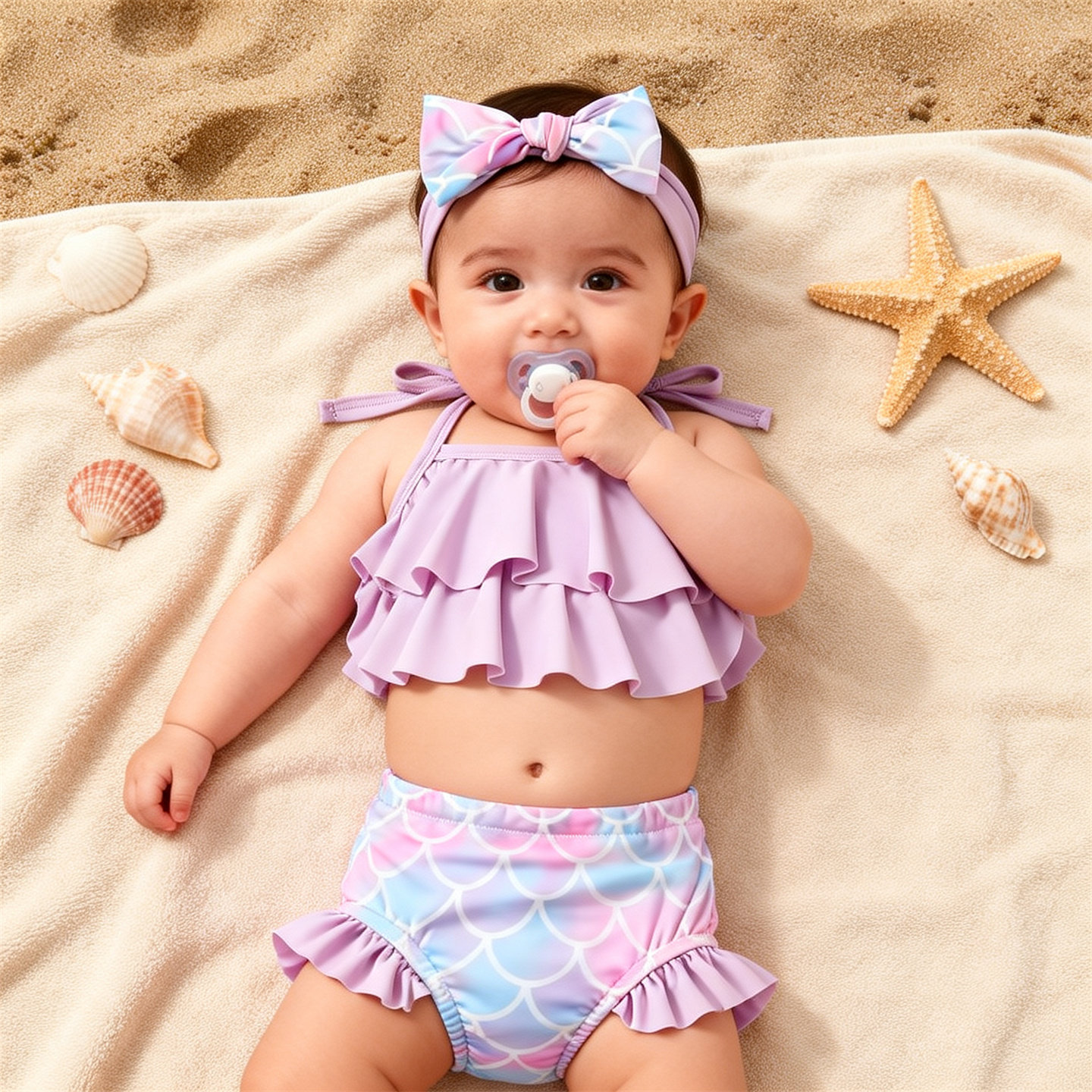 Baby Swimsuit婴幼儿0-3岁美人鱼泳装沙滩分体比基尼可爱儿童泳衣