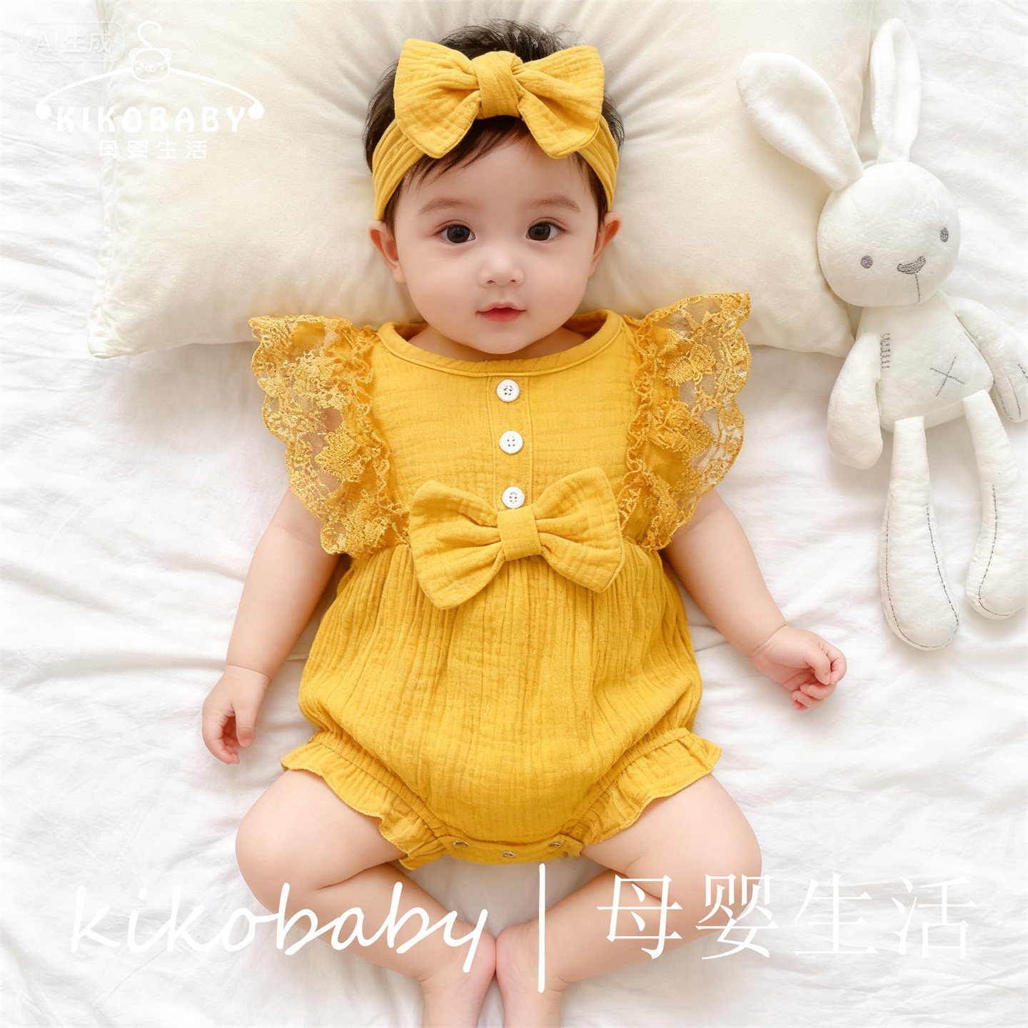 女宝宝婴儿哈衣糖果色蕾丝