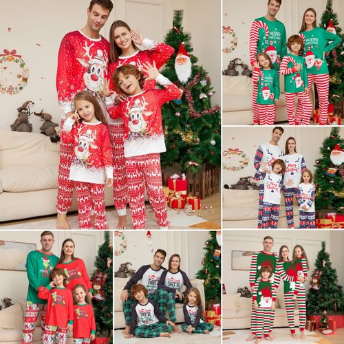 麋鹿家居服睡衣一家四口