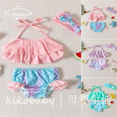 BABY SWIMWEAR婴儿泳衣可爱美人鱼挂脖泳装鱼鳞 宝宝泳装 比基尼