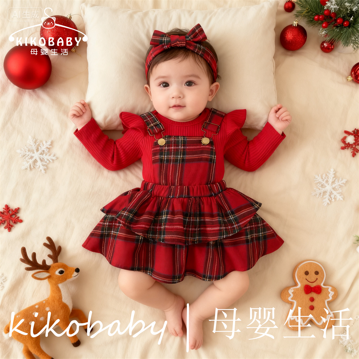 Baby Christmas女宝宝圣诞节感恩节连体衣哈衣爬服跨境亚马逊Temu