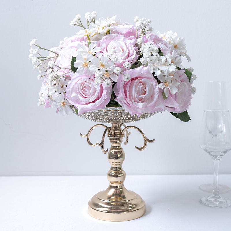 欧式桌花设计带花器成品花艺图片