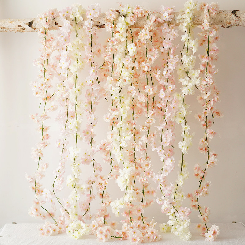仿真花假花樱花藤条婚礼现场布置绢花摄影拍照装饰婚庆花艺道具