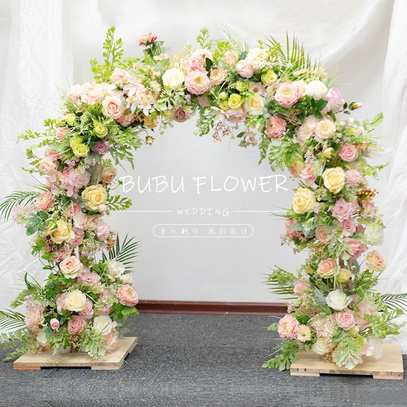 儿童节生日装饰宝宝周岁节日拍照场景布置道具仿真花小拱门花艺