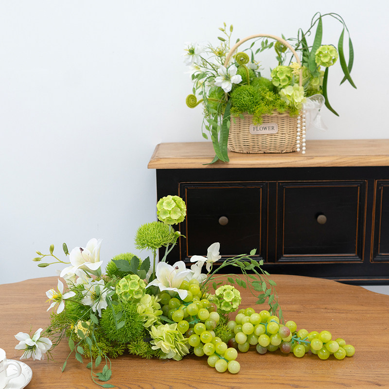 欧式餐桌装饰仿真花桌花花艺 仿真葡萄长桌桌面柜台摆放花篮假花,家居饰品,仿真花/假花,淘宝优惠券,粉丝福利购,淘宝优惠卷