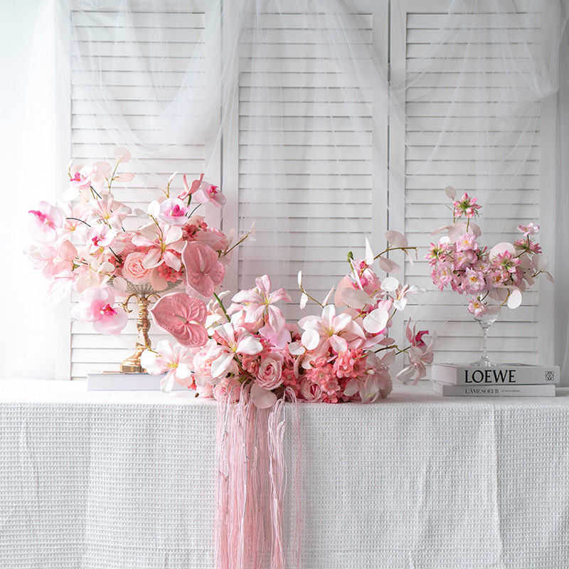 定制婚礼手工桌花仿真绢花花艺